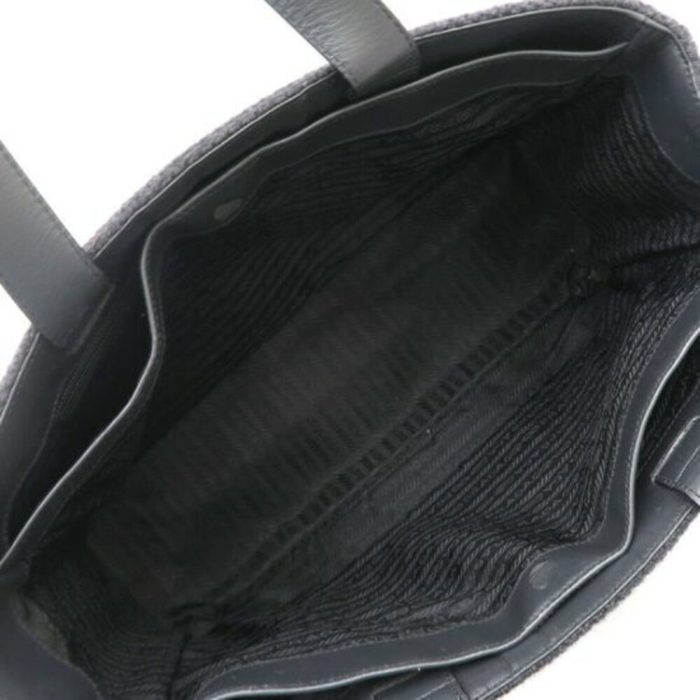 Prada Black Wool Handbag Tote Black - Picture 2 of 8